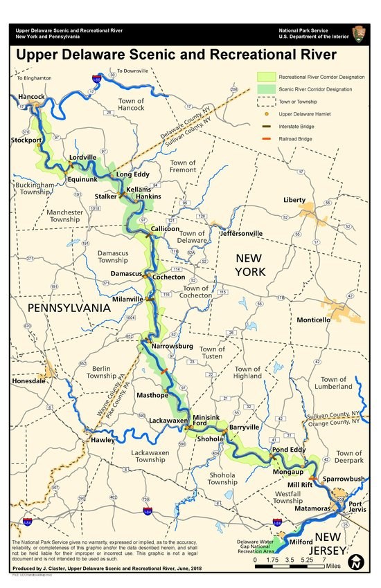 National Park Service map of the Upper Delaware Scenic and Recreational River