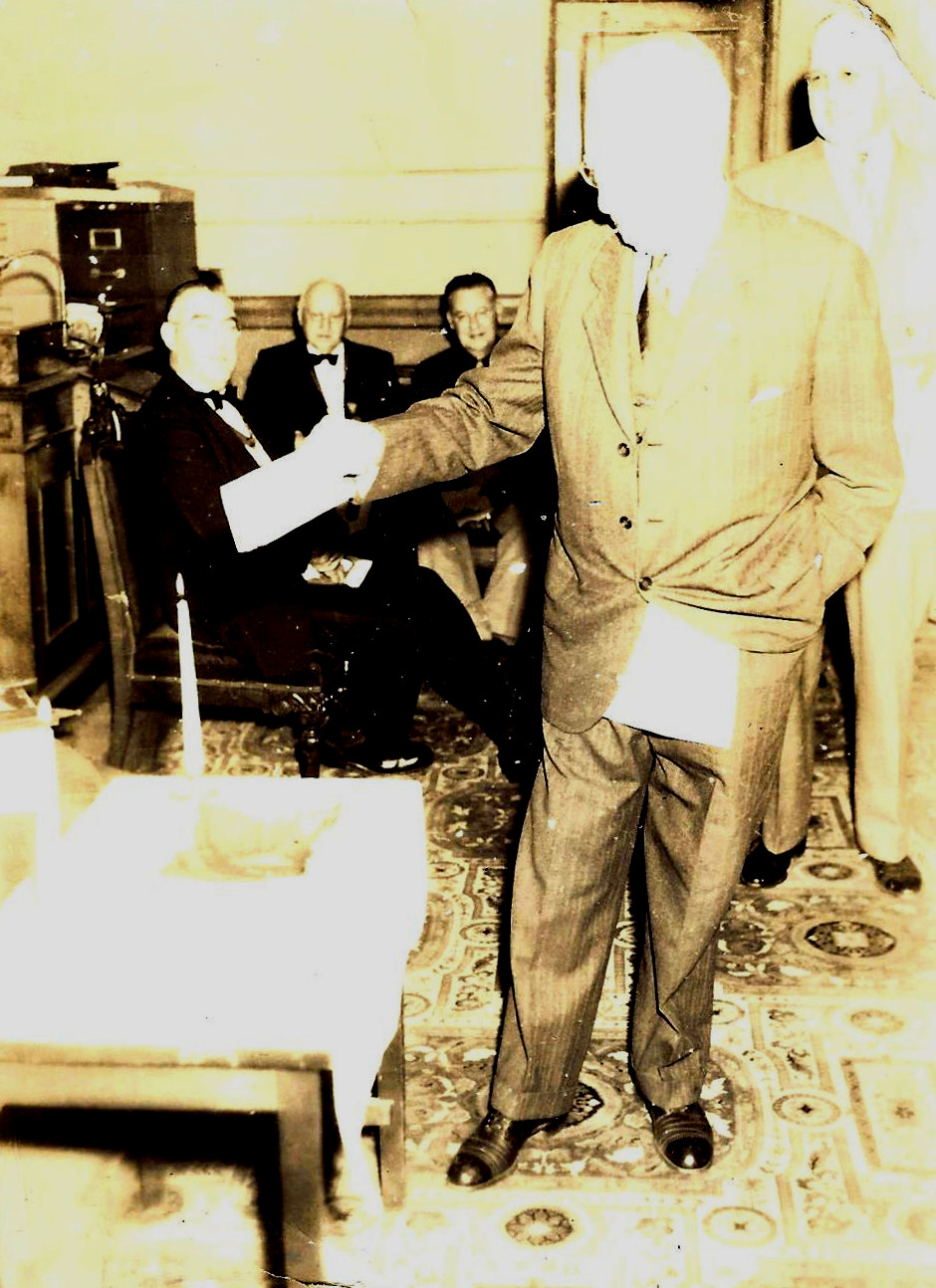 Mortgage burning ceremony, Monticello Lodge #532 F&AM, 10/12/1951, photo courtesy of Susan Benton Schock