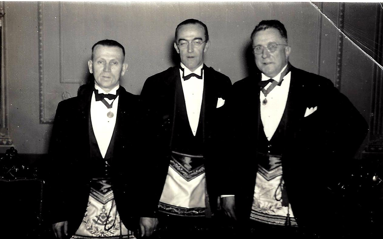 Mortgage burning ceremony, Monticello Lodge #532 F&AM, 10/12/1951, photo courtesy of Susan Benton Schock