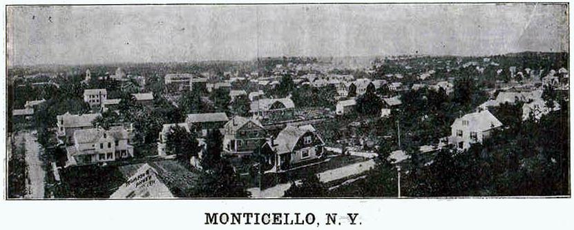 Village of Monticello taken from Landfield Hill, near present site of Monticello Manor adult home