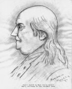 Benjamin Franklin, in pencil, by Mary Veronica Cruise Woldin, 1966, Somerville, New Jersey