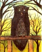 Owl in water color, by James Clyde Morrow, date unknown.