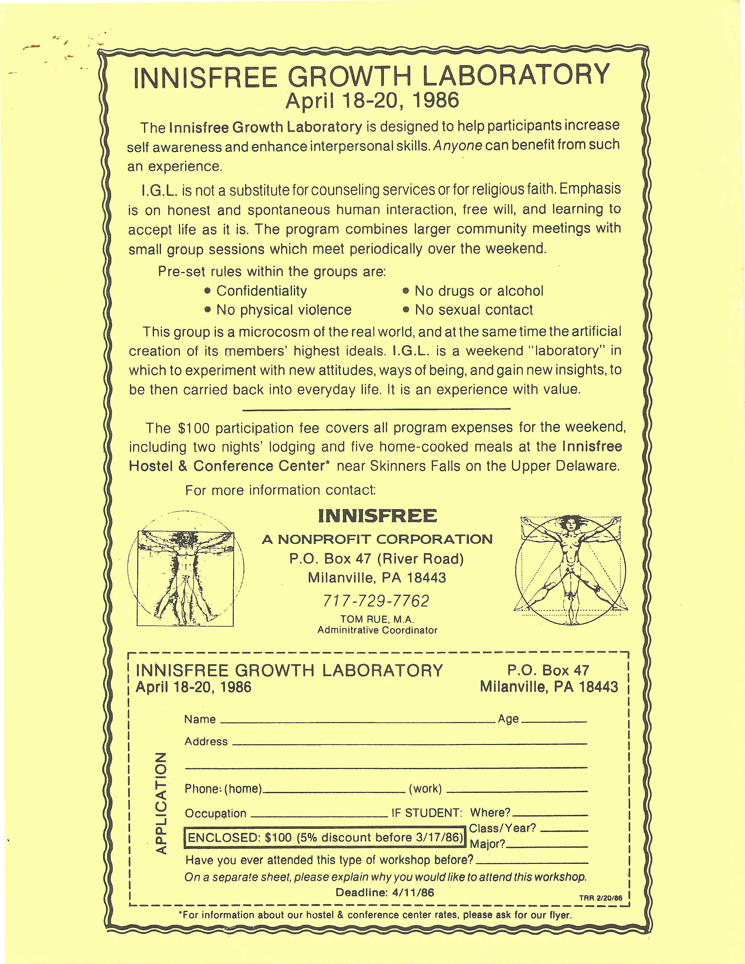 Innisfree Growth Laboratory, 4/11/1986