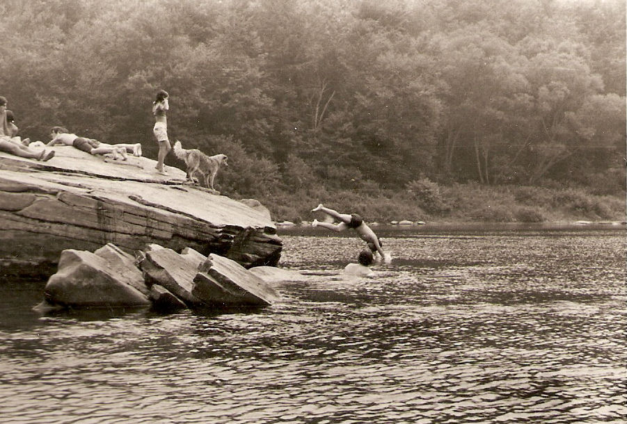 Innisfree campers, 1970, at the peace rock